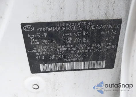 2018 Hyundai Elantra Sel from USA, damaged, VIN 5NPD84LF2JH356875
